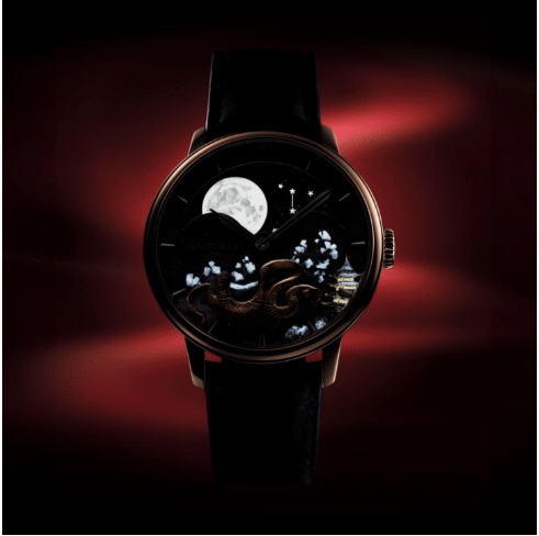 Glow in the Dark Front Face View- Perpetual Moon 41.5 Red Gold Watch by Arnold and Son