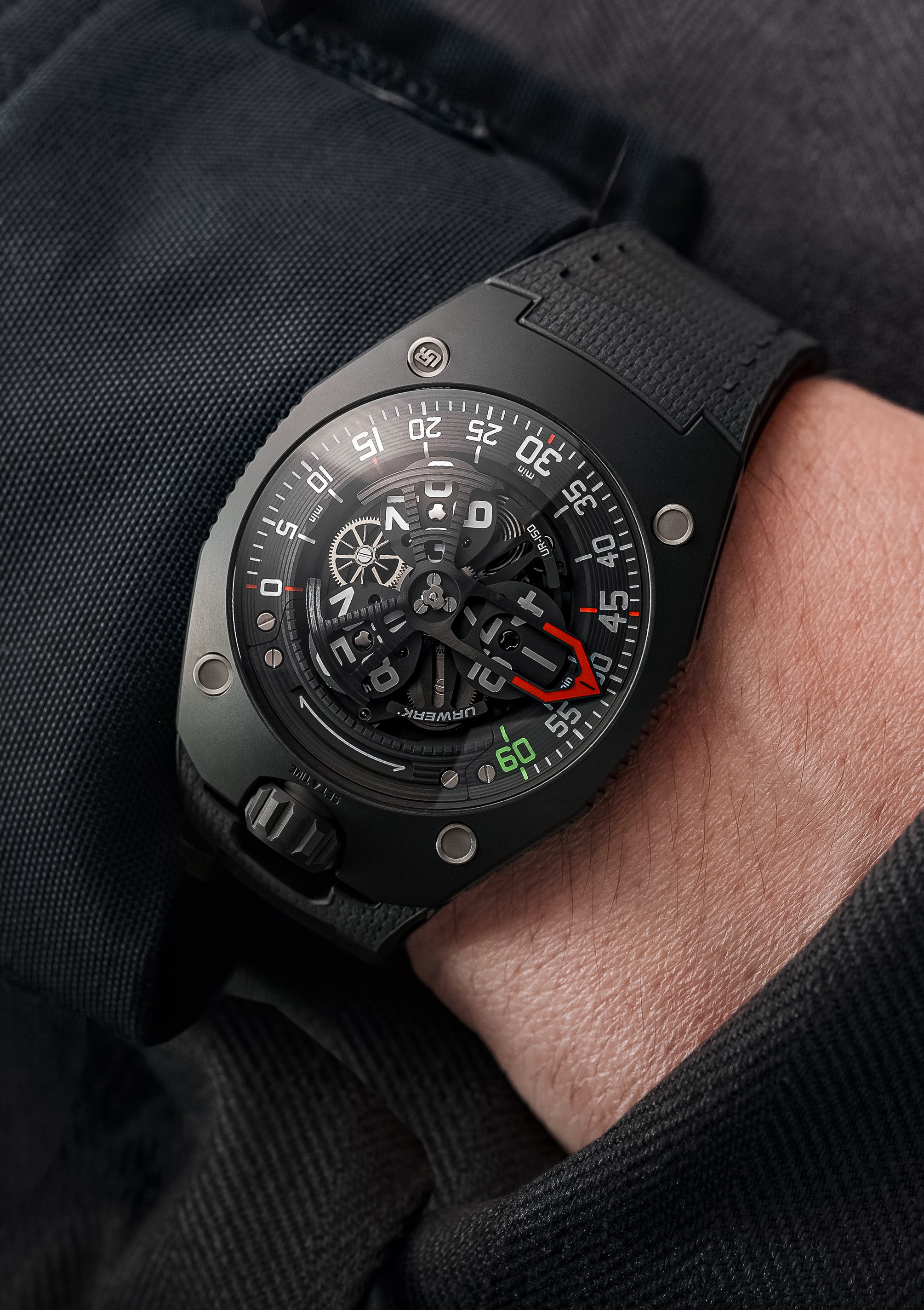 Lifestyle Image- URWERK- UR-150 Scorpion Watch face