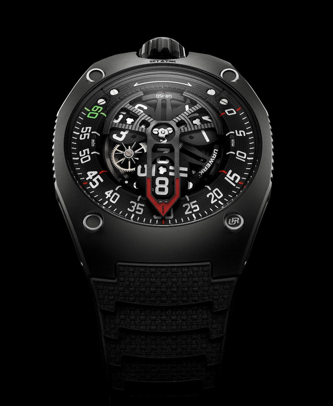 Front View- URWERK- UR-150 Scorpion Watch face