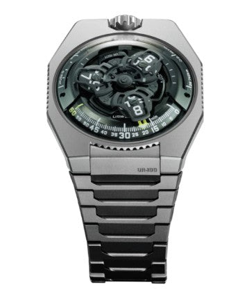 Front View Image of URWERK UR - 100V Magic T “Hunter Green”