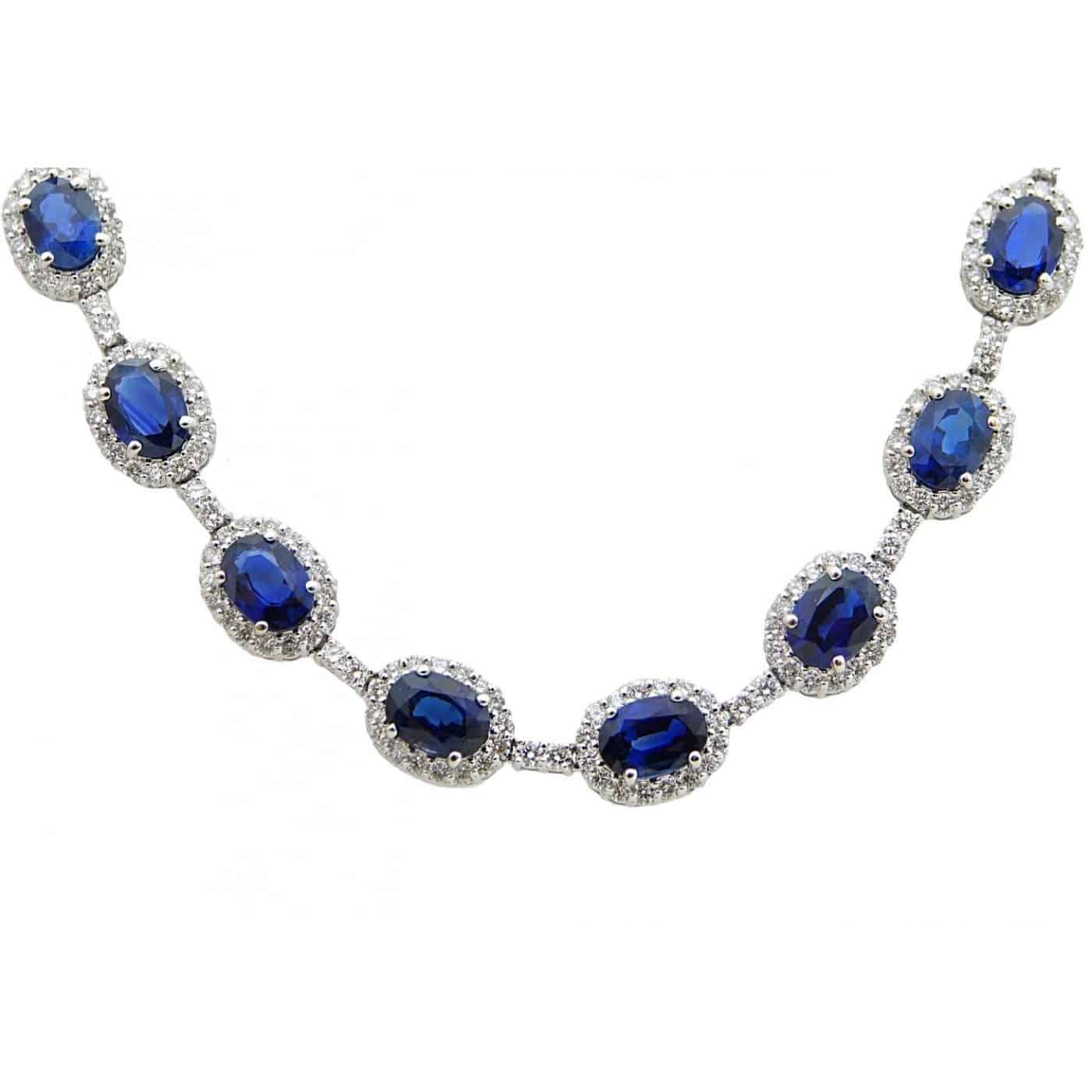 White Gold Sapphire and Diamond Necklace